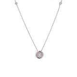 14K White Gold Five Bezel Set Diamond Station Necklace, 18 Inches