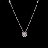 14K White Gold Five Bezel Set Diamond Station Necklace, 18 Inches