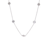 14K Yellow Gold Diamond Station Necklace With Seven Pave Diamond Disc, 18 Inches