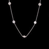 14K Yellow Gold Diamond Station Necklace With Seven Pave Diamond Disc, 18 Inches