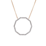 14K Yellow Gold Open Octagon Diamond Necklace, 18 Inches