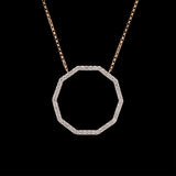14K Yellow Gold Open Octagon Diamond Necklace, 18 Inches