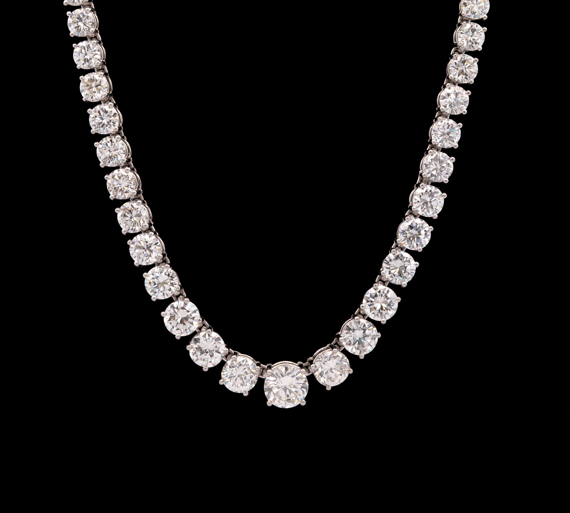 Platinum "Tiffany & Co." 27.00ctw Graduated Diamond Necklace, 15 Inches