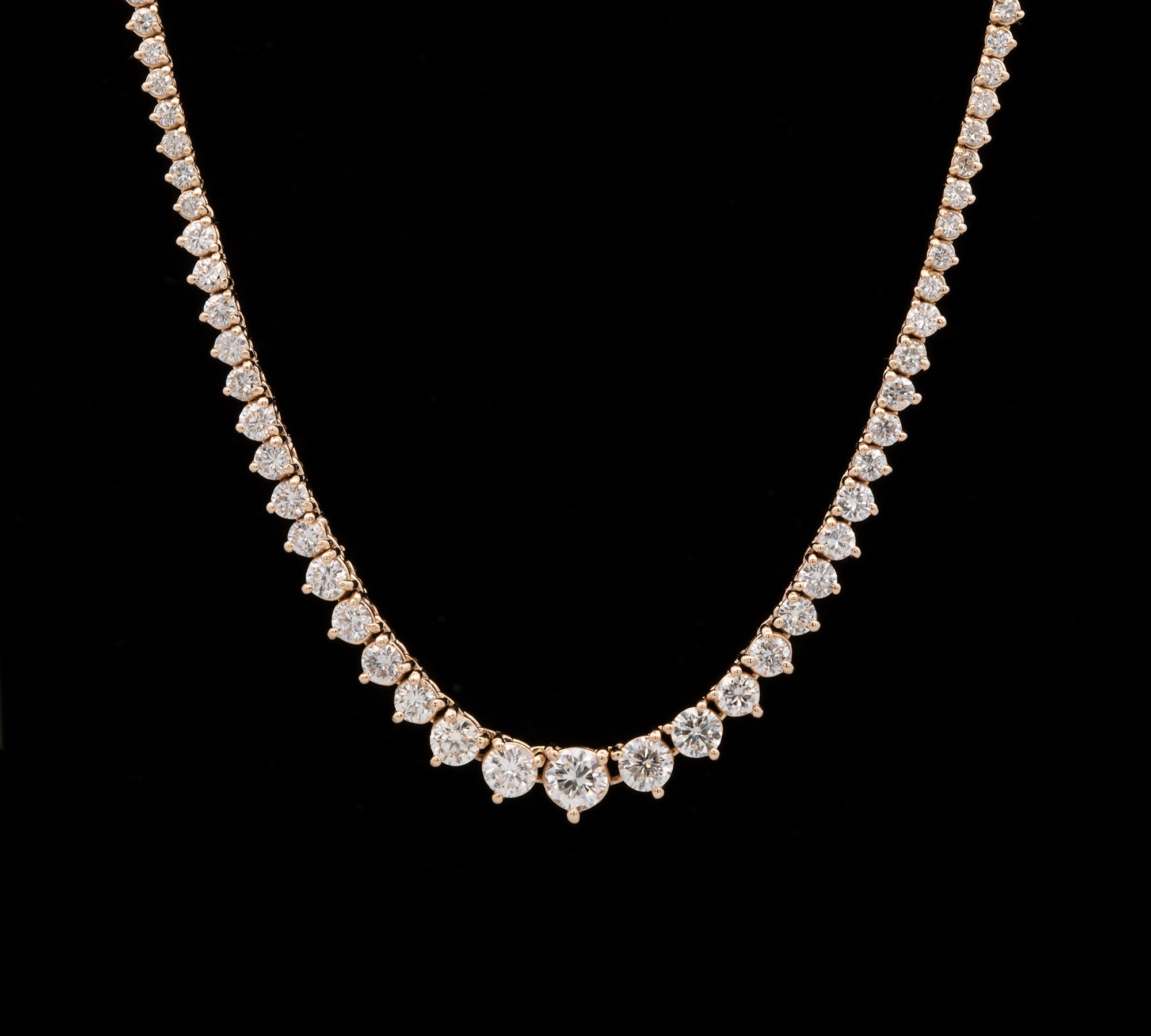 14K Yellow Gold Graduated 5.36ctw Diamond Line Necklace