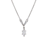 Platinum Marquise And Tapered Baguette Diamond Necklace, 15.5 Inches