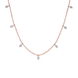 14K Rose Gold Thirteen Diamond Station Necklace, 18 Inches