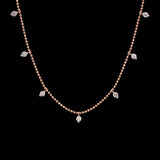 14K Rose Gold Thirteen Diamond Station Necklace, 18 Inches