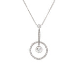Platinum Edwardian Rose Cut Diamond Drop Necklace, 18 Inches