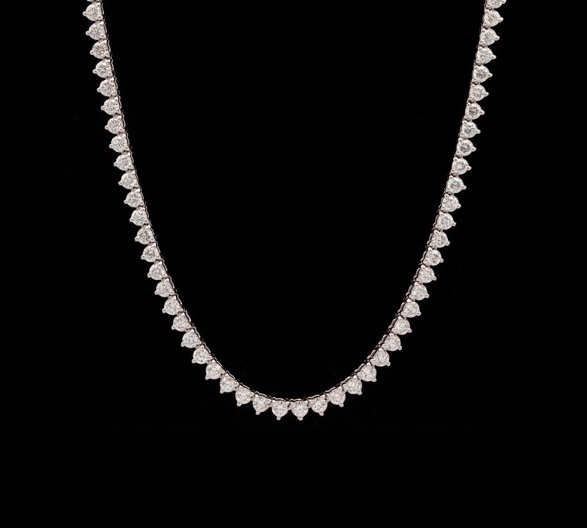14K White Gold Three Prong 7.09ctw Diamond Line Necklace, 18 Inches