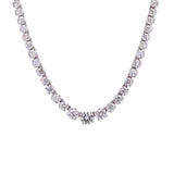 Custom 18K White Gold Graduated 11.75ctw Diamond Necklace, 15.5 Inches