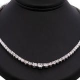Custom 18K White Gold Graduated 11.75ctw Diamond Necklace, 15.5 Inches