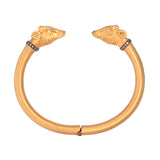 24K Yellow Gold And Sterling Silver Lamb Head Bangle Bracelet With Diamond Accents