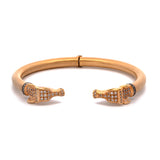 24K Yellow Gold And Sterling Silver Lamb Head Bangle Bracelet With Diamond Accents