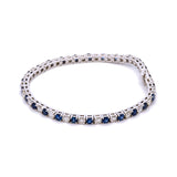 14K White Gold Diamond And Sapphire Line Bracelet, 7 Inches