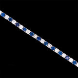 14K White Gold Diamond And Sapphire Line Bracelet, 7 Inches