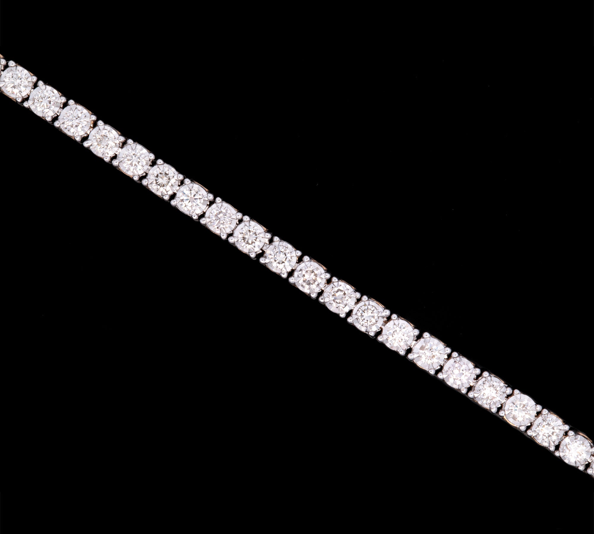 14K Yellow And White Gold 3.00ctw Round Brilliant Cut Diamond Line Bracelet