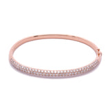 14K Rose Gold Three Row 3.08ctw Pave Diamond Bangle Bracelet