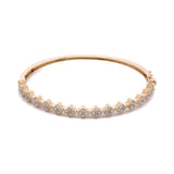 14K Yellow Gold Clover Diamond Bangle Bracelet
