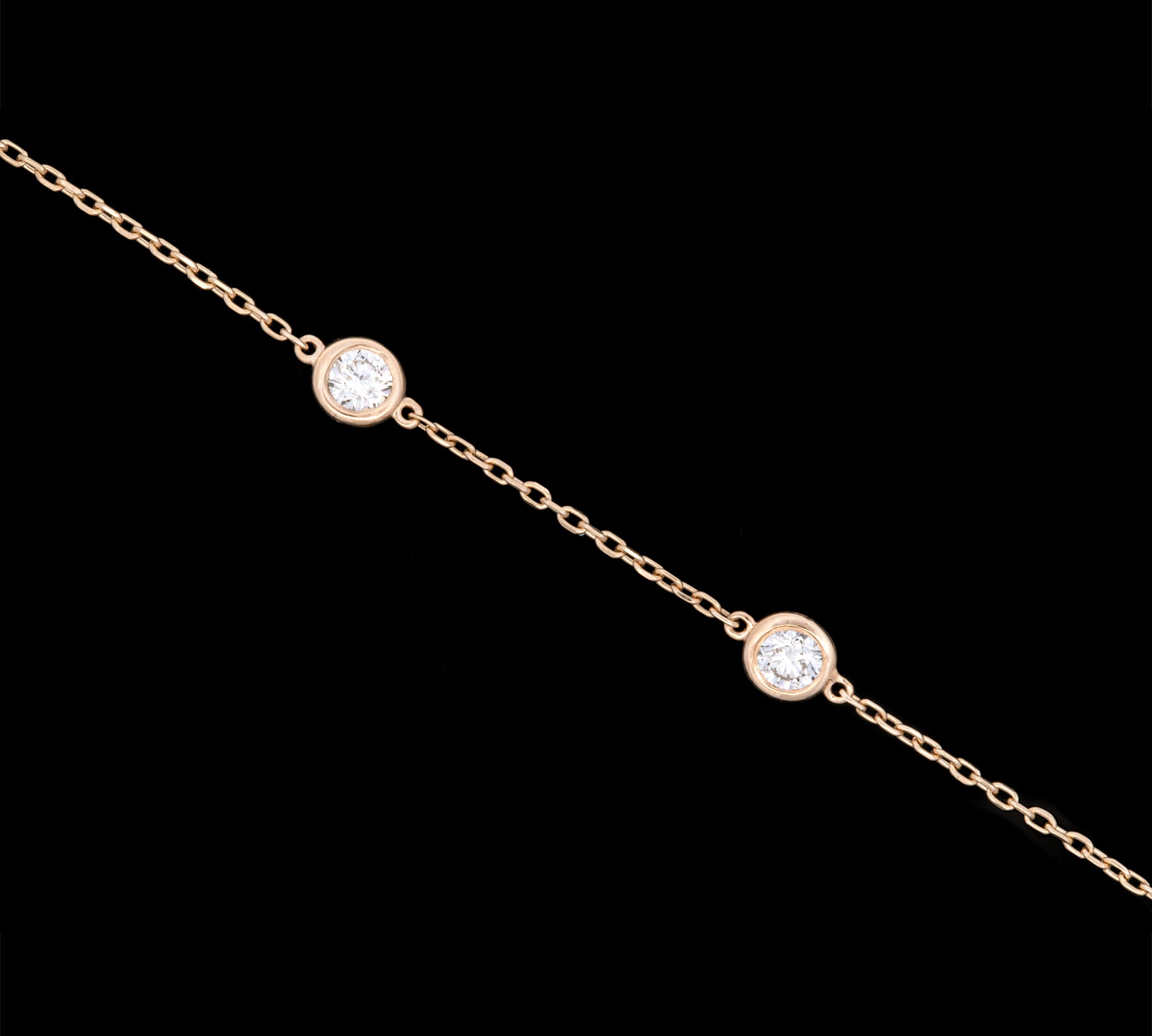 14K Yellow Gold 1.00ctw Diamond Station Bracelet