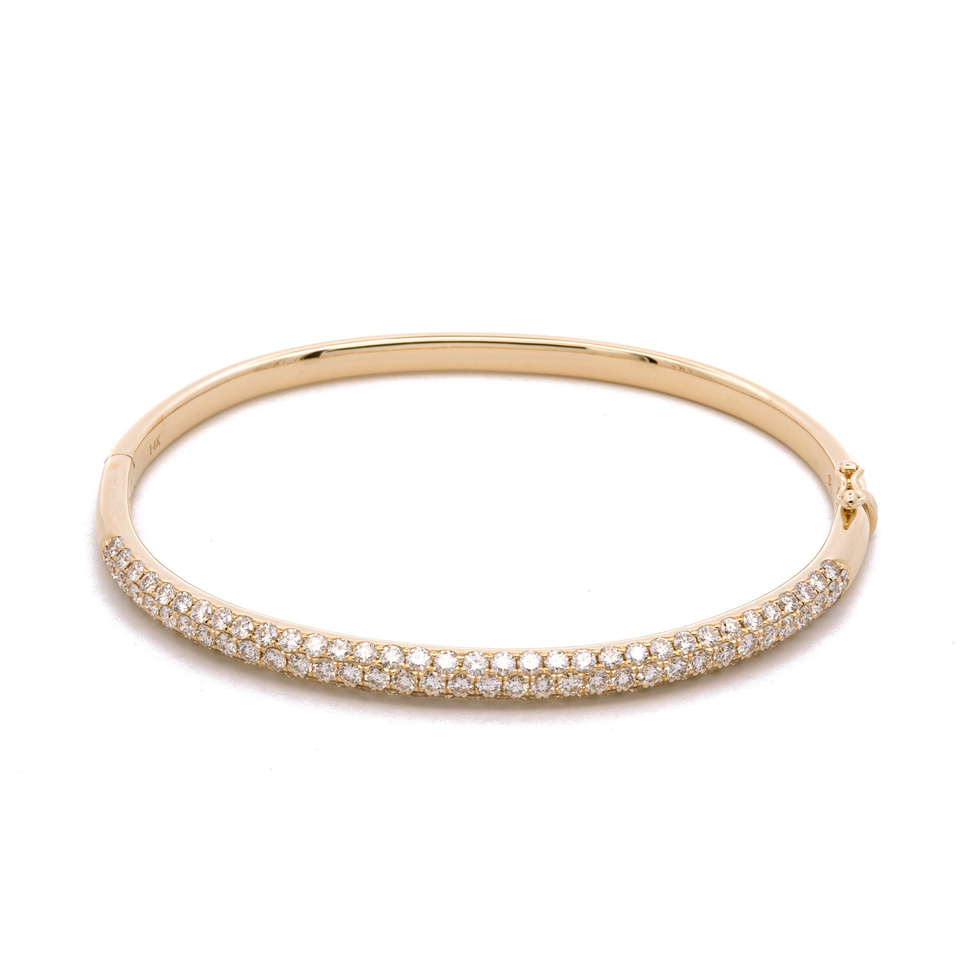 14K Yellow Gold Three Row Pave Diamond Bangle Bracelet – Ferro Jewelers