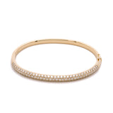 14K Yellow Gold Three Row 3.01ctw Pave Diamond Bangle Bracelet