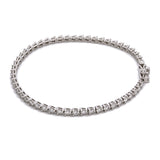 14K White Gold Three Prong 3.00ctw Diamond Line Bracelet, 7 Inches