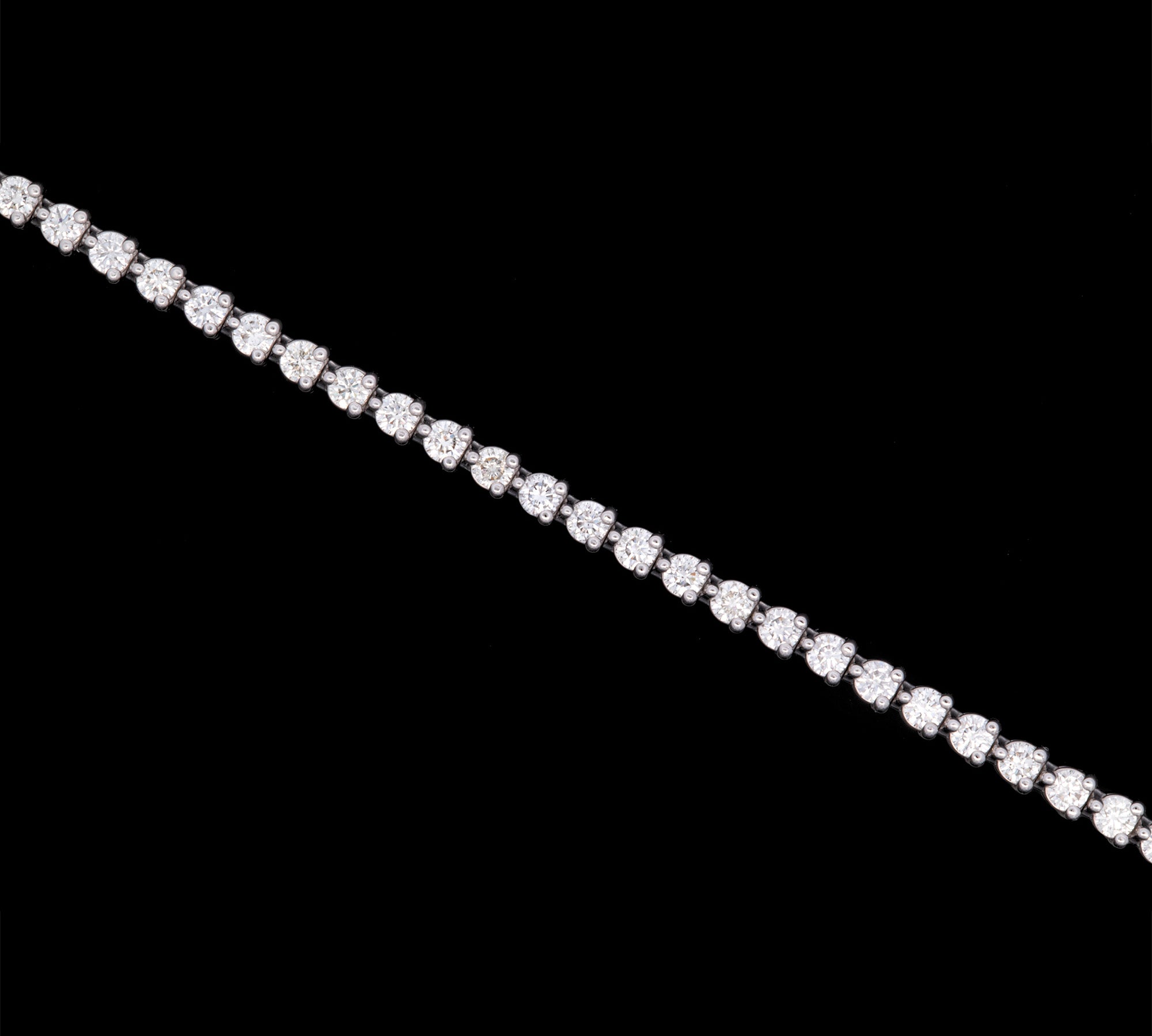 14K White Gold Three Prong 3.00ctw Diamond Line Bracelet, 7 Inches