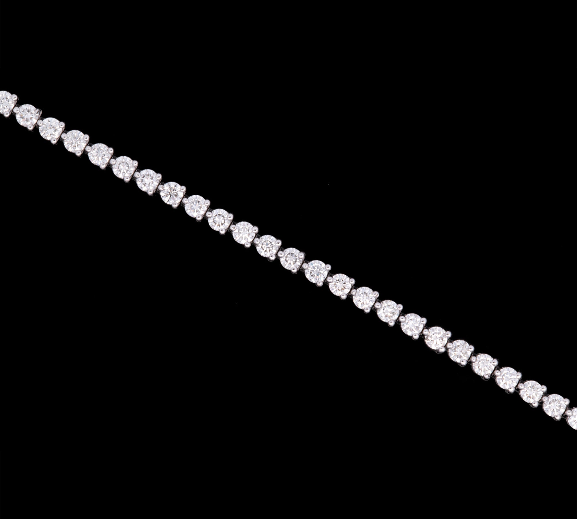 14K White Gold Three Prong 4.00ctw Diamond Line Bracelet, 7 Inches