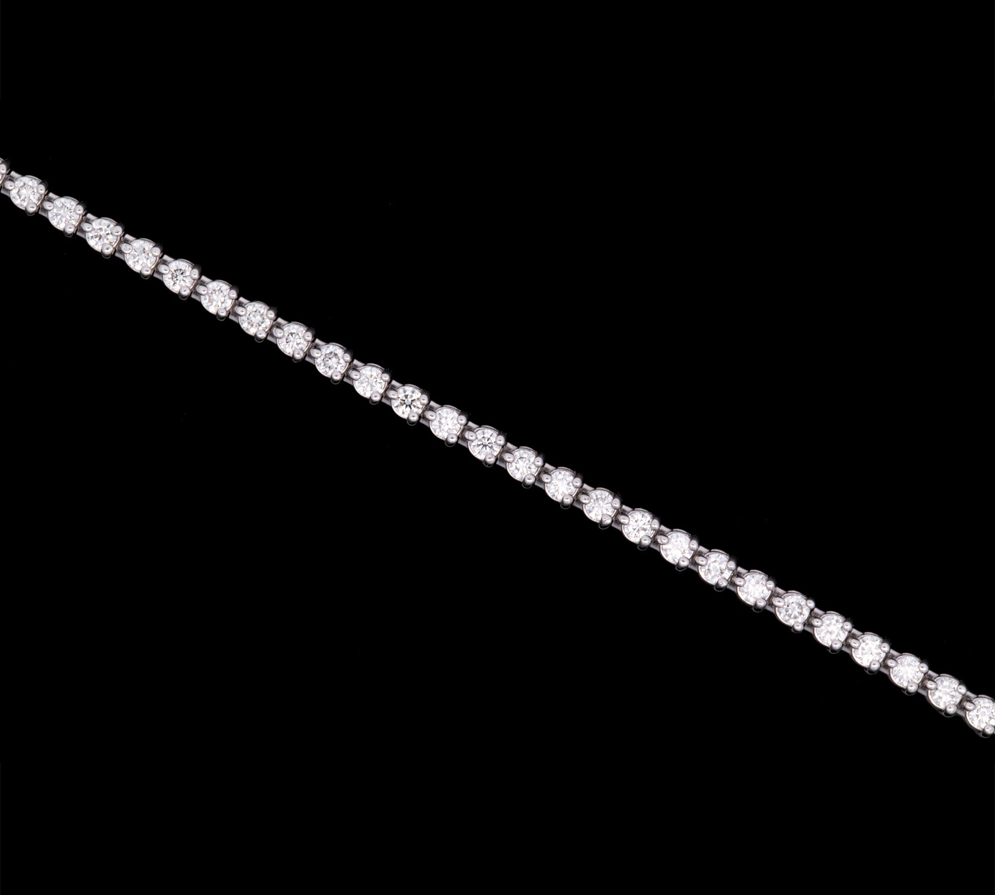 14K White Gold Three Prong 2.00ctw Diamond Line Bracelet, 7 Inches