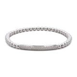 18K White Gold Gold Diamond Flexible Bead Bracelet