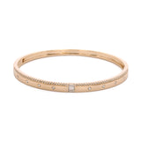 14K Yellow Gold Baguette And Round Diamond Bangle Bracelet