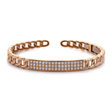 18K Yellow Gold Chain Link Bangle Bracelet With Diamonds