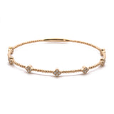 14K Yellow Gold Bangle Bracelet With Diamond Stations
