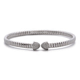 18K White Gold Flexible Bangle Bracelet With Diamond Ends