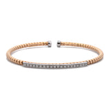18K Yellow And White Gold Bangle Bracelet With Diamond Bar