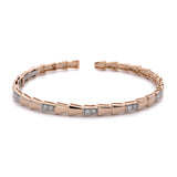 14K Yellow Gold Diamond Station Bangle Bracelet