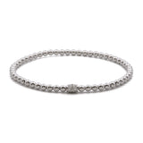 18K White Gold Flexible Bead Bracelet With Pave Diamond Stations