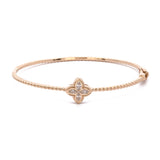 14K Yellow Gold Hinged Diamond Clover Bracelet