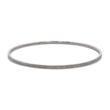 14K White Gold Diamond Eternity Bangle Bracelet With Milgrain Edge