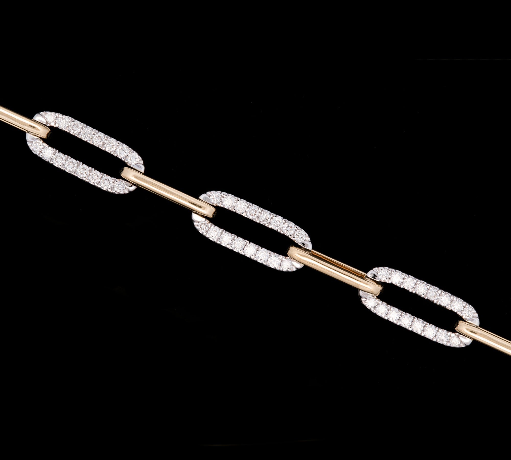 14K White And Yellow Gold 2.15ctw Diamond Paperclip Link Bracelet