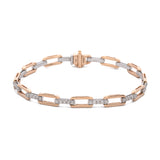 14K Yellow And White Gold Pave Diamond Paperclip Link Bracelet