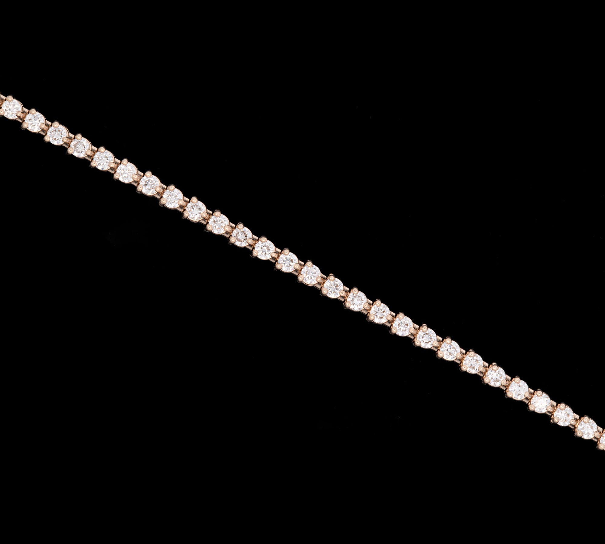 14K Yellow Gold Three Prong 2.56ctw Diamond Line Bracelet, 7 Inches