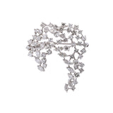 14K White Gold Diamond Spray Pin With Round And Marquise Diamonds