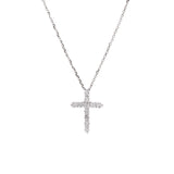 18K White Gold Diamond Cross Pendant With 18 Inch Chain