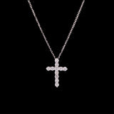 18K White Gold Diamond Cross Pendant With 18 Inch Chain