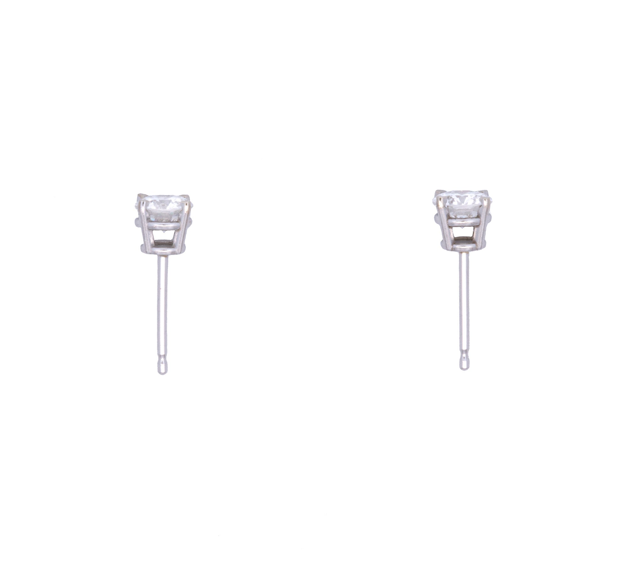 14K White Gold Four-Prong Round Brilliant 0.70ctw Diamond Stud Earrings