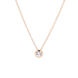 14K Yellow Gold Bezel Set 0.35ctw Round Brilliant Cut Diamond Pendant With 18 Inch 1mm Cable Link Chain