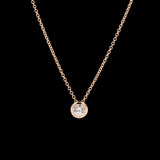 14K Yellow Gold Bezel Set 0.35ctw Round Brilliant Cut Diamond Pendant With 18 Inch 1mm Cable Link Chain