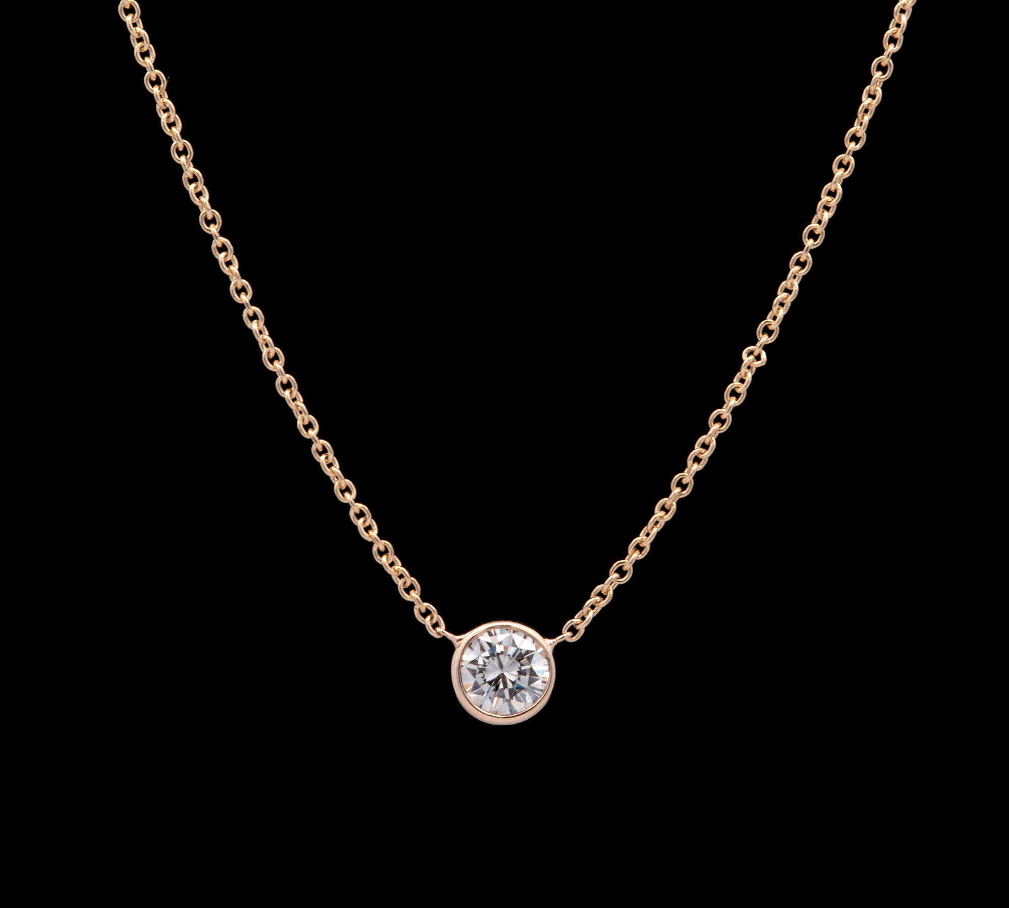 14K Yellow Gold Bezel Set 0.55ctw Diamond Necklace, 18 Inches