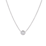 14K White Gold Bezel Set 0.55ctw Diamond Solitaire Necklace, 18 Inches